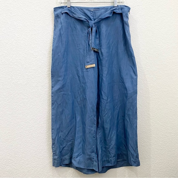 MICHAEL Michael Kors Chambray Lyocell Belted Casual Wide Leg  Capri Pants Size 8 - Picture 6 of 15